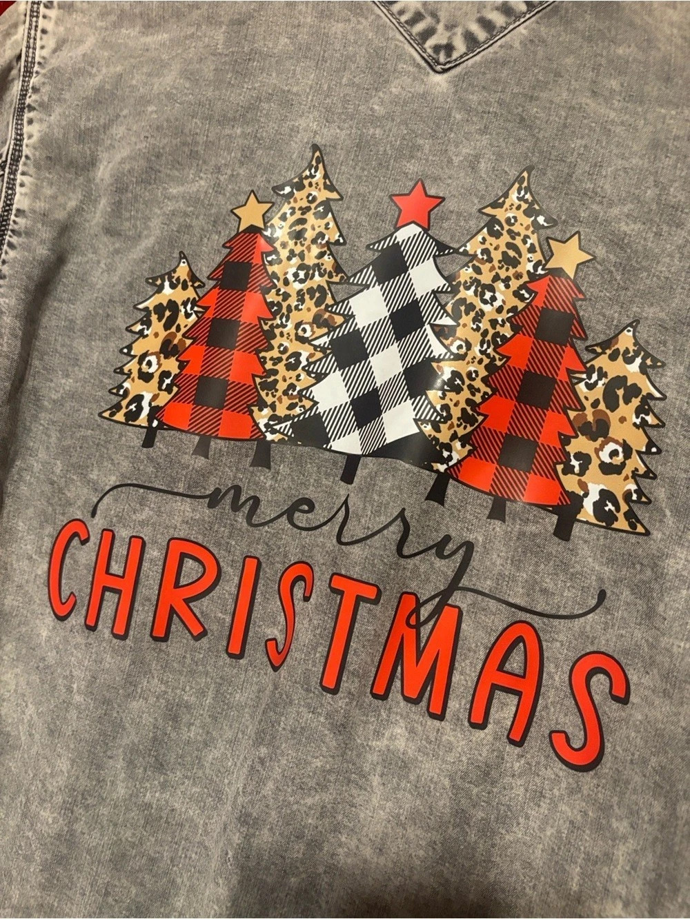 Mavi Gray Christmas Graphic Denim Shirt